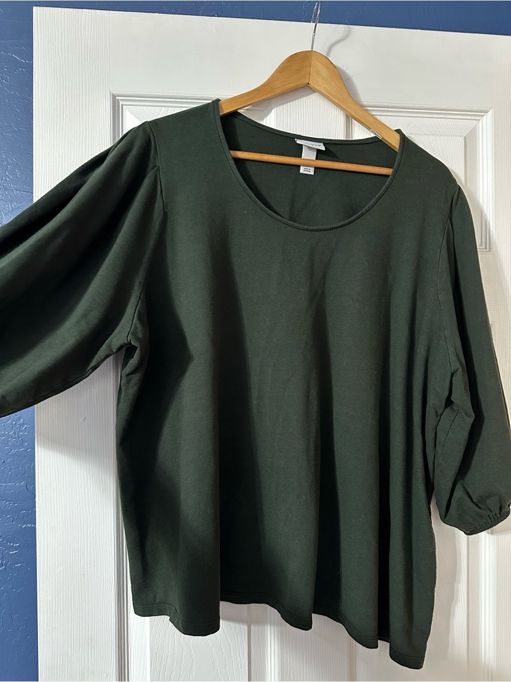 Ava & Viv Forest Green Scoop Neck Long Sleeve Top